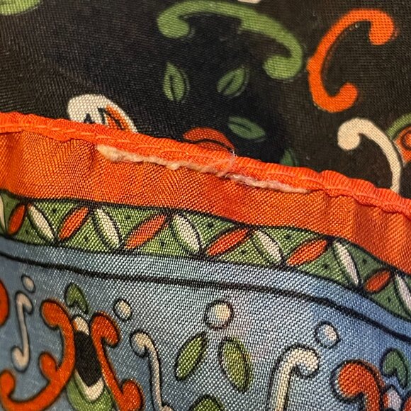 Vintage Scarf Floral Long Retro Eclectic Artsy Colorful Black Orange Blue Green - Picture 6 of 13